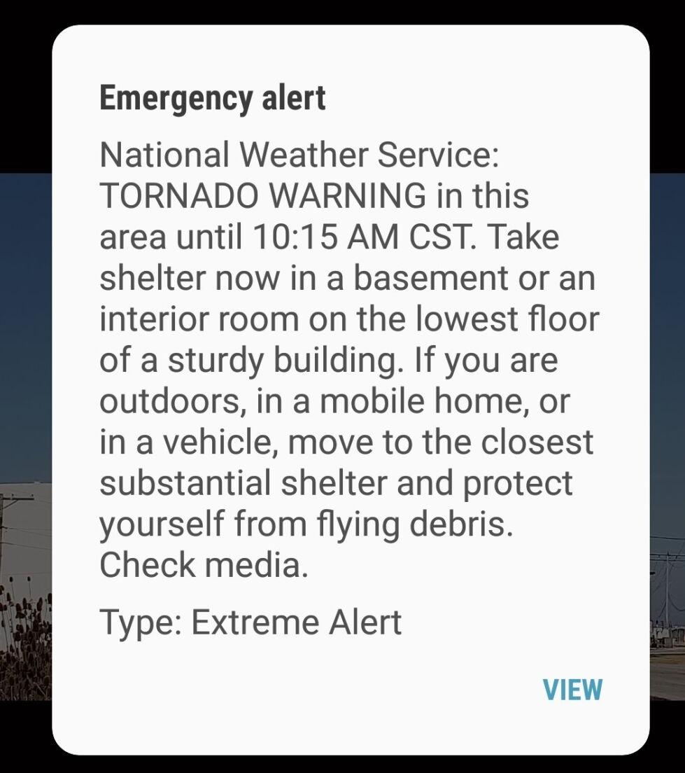 Android Alert sent Tuesday 10 a.m.